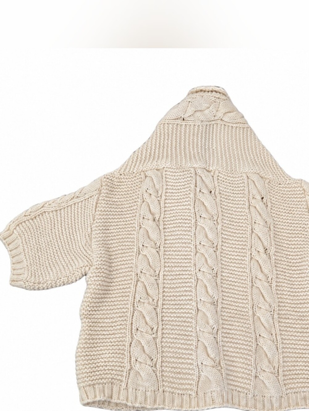 GAP Hand-Knit Slouchy Cardigan Sweater XL Cream Chunky Cable KnitDescrip - Picture 3 of 10